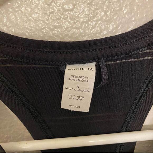 Athleta High Neck Chi Double Stripe Tank Top black running too-S - Picture 5 of 9